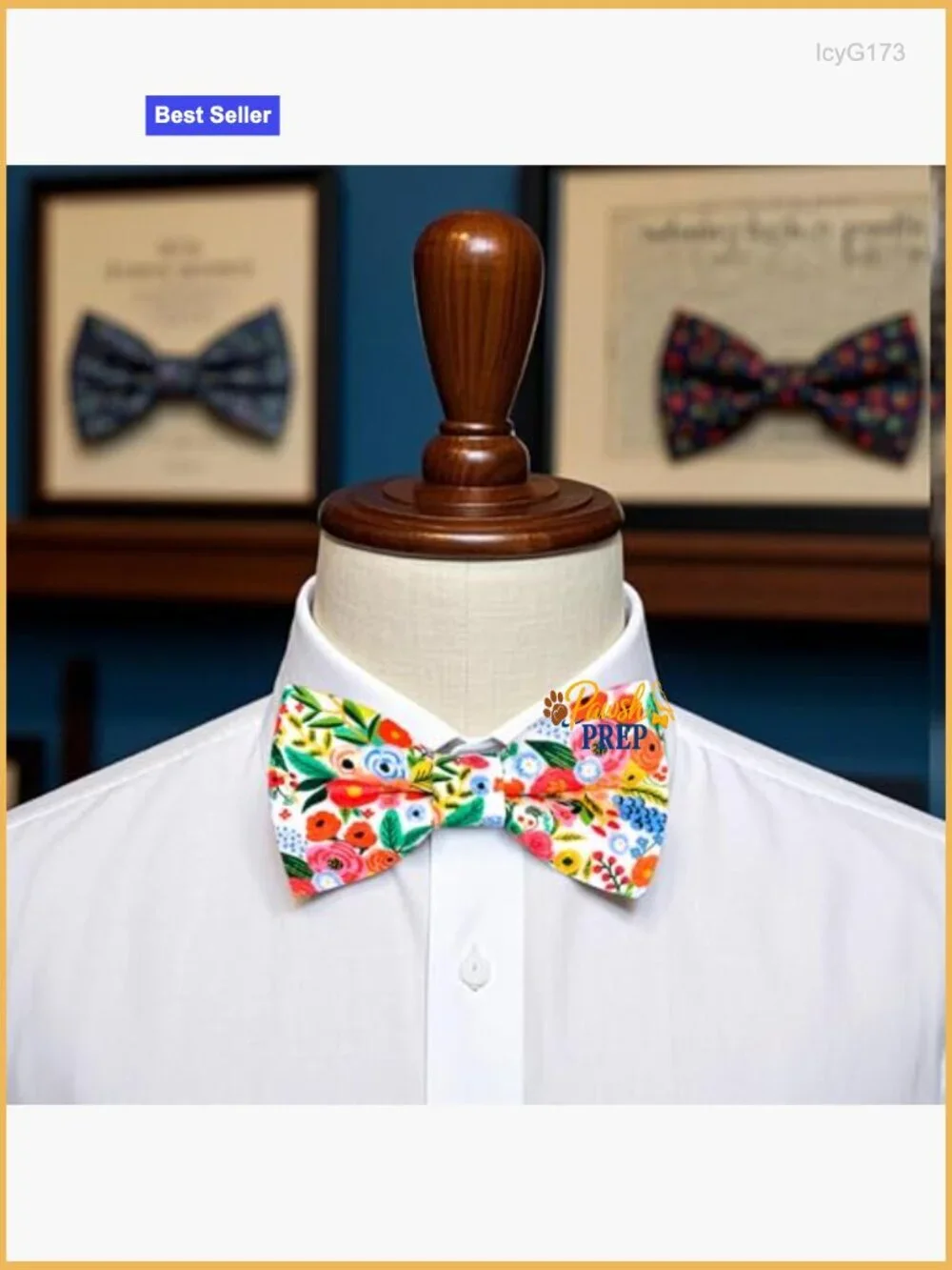 Floral Pattern Pre-Tied Bow Tie Adjustable One Size Cotton